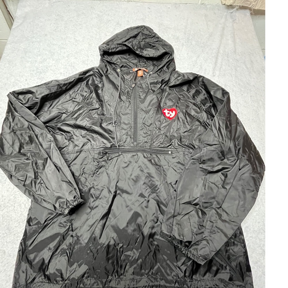 Harriton Ty Beanie Babies 90s Y2K rare Windbreaker Jacket Black Half Zip XL NWT